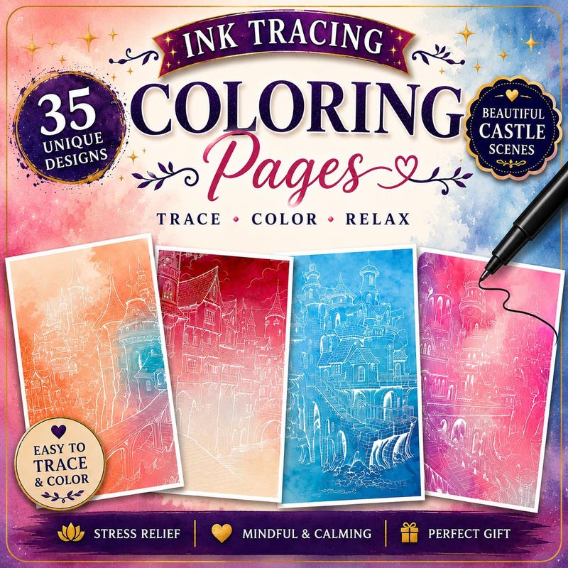 Tracing Colouring Book - Etsy UK