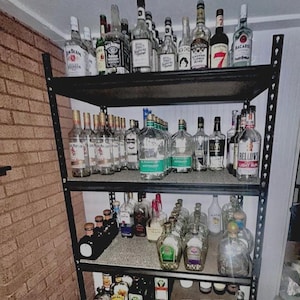 Empty upcycled assorted bottles