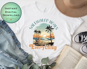 Salzwasser heilt alles PNG: Strand Illustration (Digitaler Download)