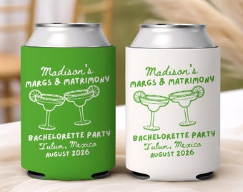 Fundas personalizadas para latas de margaritas y bodas, recuerdos personalizados para despedidas de soltera, fundas para latas de margaritas playeras.