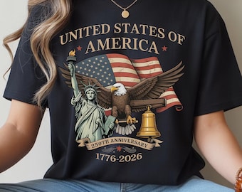 USA 250th Anniversary Shirt, Vintage American Birthday Tee, USA Independence Day Shirt, America 250th Anniversary Unisex Tee, usa shirt.