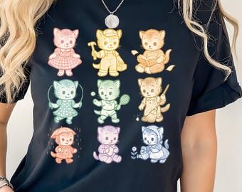 Cats in Space Comfort Colors® Shirt, Funny Cat Tshirt, Oversized Shirt, Aesthetic Graphic Retro Vintage T Shirt, Cat Lover Gift, Cat Tee.