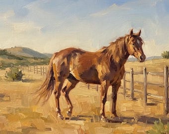 Custom Oil Painting From Photo, Western Horse Portrait, Texas Ranch Wall Art, Hand Painted Equestrian Gift, Cowboy Home Decor