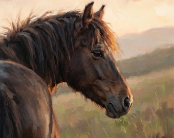 Horse Portrait Commission, Original Oil Painting, Horse Memorial, Atmospheric Art