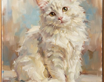 Handmade Custom Cat Portrait from Photo, Expressive Oil Painting on Canvas, Pet Keepsake