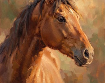 Custom Horse Oil Painting From Photo, Hand Painted Stallion Portrait, Serene Equestrian Art