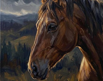 Custom Horse Painting from Photo, Original Art on Canvas, Moody Painting, Pet Portrait