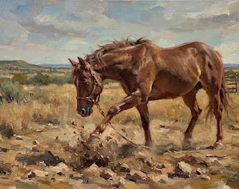 Hand Painted Oil Painting, Custom Horse Portrait, Ranch Decor, Cowboy Gift, Memorial Art