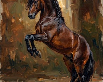 Horse Oil Painting on Canvas, Show Horse, Equestrian Wall Art, Mare Portrait, Horse Rider Gift