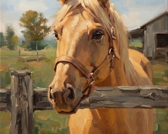 Horse Portrait Commission, Original Equestrian Oil Painting, Stable Horse, Pet Memorial