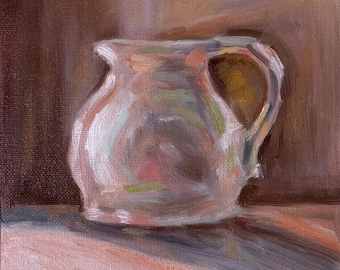 Original Oil Painting Still Life, Vase Painting, Kitchen Wall Decor, Hand Painted Art