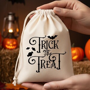 Halloween Cotton Favor Bag: Custom Trick or Treat Pouch