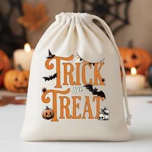 Halloween Cotton Favor Bag: Custom Logo Trick or Treat Pouch