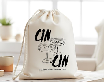 Cin Cin Junggesellinnenabschieds-Geschenktüte, personalisierte Tragetasche aus Baumwoll-Canvas