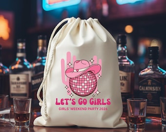 Personalized Nashville Bachelorette Favor Bags, Disco Cowgirl Party