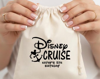 Custom Disney Cruise Bag - Kids Birthday Favor, Mickey Nautical Gift Bag, Custom Cruise Trip Bag, Kids Name Birthday Bags, Family Cruise Bag