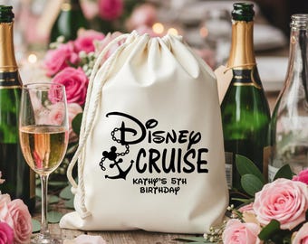 Custom Disney Cruise Bag - Kids Birthday Favor, Mickey Nautical Gift Bag, Custom Cruise Trip Bag, Kids Name Birthday Bags, Family Cruise Bag