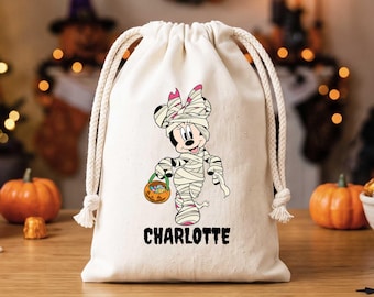 Personalisierte Halloween-Süßigkeitentüten mit Minnie-Maus-Motiv, Geschenktüten mit Disney-Motiv (Mumie), Süßigkeitentüten für Kinder zum Halloween-Fest