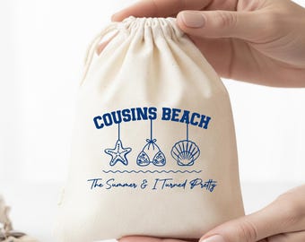 Sacchetti personalizzati in cotone con coulisse: design a forma di stella marina di Cousins Beach