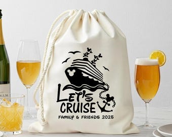 Personalized Cruise Cotton Canvas Favor Bag: Family Vacation Gift