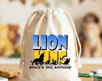 Personalized Lion King Birthday Favor Bag Disney Jungle Theme Party Gift Sack Custom Name Cotton Goodie Bags Wild One Safari Kid Treat Pouch