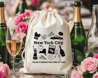 NYC Bachelorette Party Favor Bags – Custom Hangover Kit, Manhattan Cure