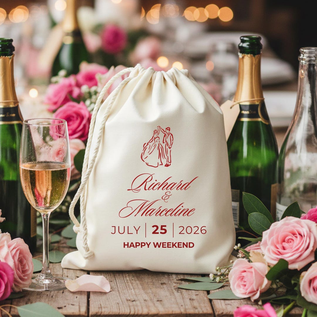 Personalized Wedding Favor Bag: Custom Cotton Drawstring Pouch - Etsy
