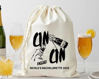 Personalisierte Gastgeschenktüte für den Junggesellinnenabschied: Weinglas-Baumwoll-Canvas