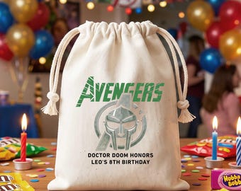 Personalized Avengers Doctor Doom Birthday Gift Superhero Pouch Favor Bags Custom Party Goodie Bag Cotton Drawstring Gift