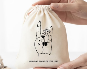 Personalized Bachelorette Party Favor Bag: Rock & Roll Diamond Ring Design
