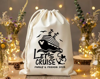 Personalized Cruise Cotton Canvas Favor Bag: Family Vacation Gift