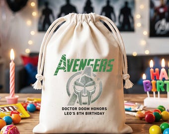 Personalized Superhero Birthday Favor Bags Custom Avengers Party Goodie Bag Cotton Drawstring Gift Pouch Kids Movie Theme Treats Treat Sacks