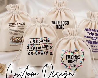 Custom Logo Cotton Drawstring Bags - Personalized Business Packaging