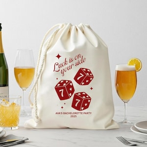 Luck Is On Your Side Favor Bag - Custom Vegas Hangover Kit Bags,  Personalized Dice Bags, Wedding Recovery Kit, Vegas Welcome Hangover Bags