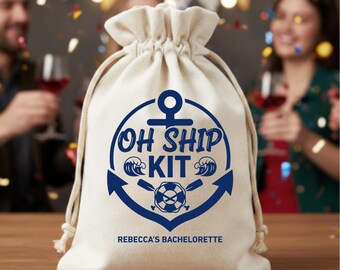 Personalisierte „Oh Ship“-Geschenktüte aus Baumwolle, individuell gestaltete Junggesellinnenabschieds-Überlebenssets, Partyzubehör für nautische Kreuzfahrten, Kater-Set für Bootsausflüge, Geschenkidee