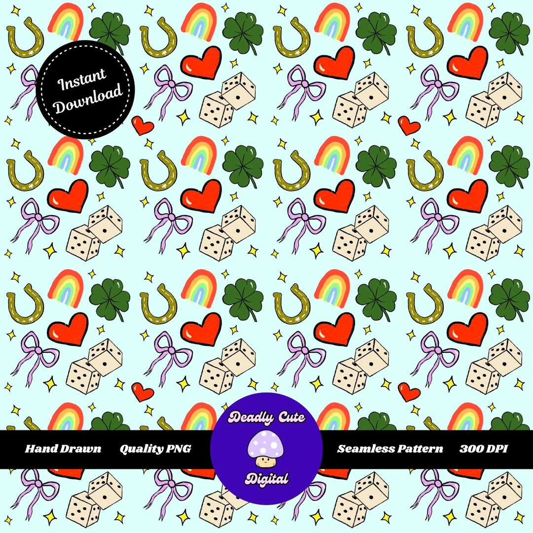Saint Patrick's Day Lucky Repeating Pattern | Seamless PNG Digital File ...