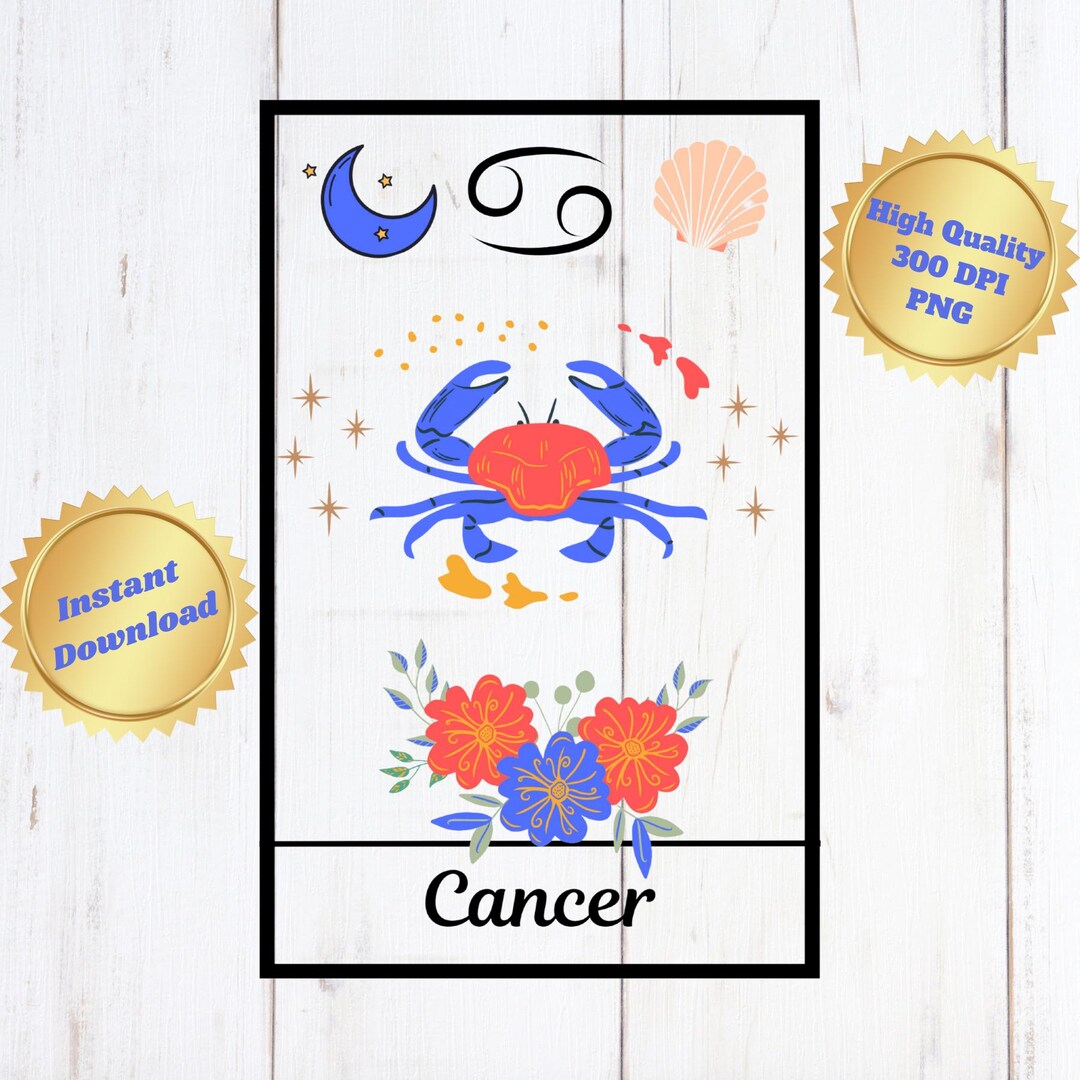 Cancer Tarot Card PNG File | Zodiac Sign Clip Art Instant Download - Etsy
