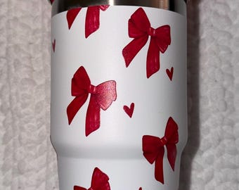 Coquette Red Bow Tumbler | 20oz Insulated Stainless Steel Cup