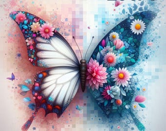 Whimsical Butterfly Clipart Set, 20 Floral Butterfly JPGs, Pastel Watercolor, Spring Boho Butterflies