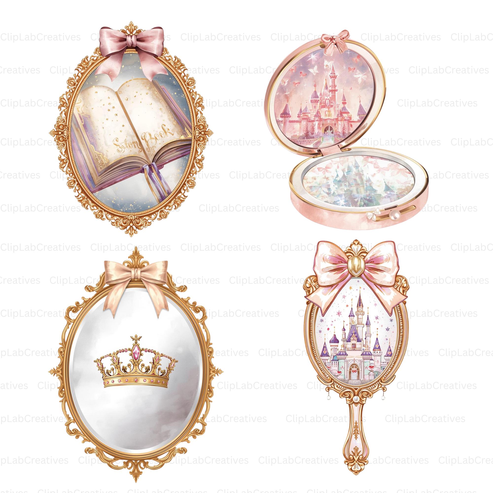 Coquette Rococo Gold Frame Clipart, Bow, Mirror, Princesscore (40 PNG ...
