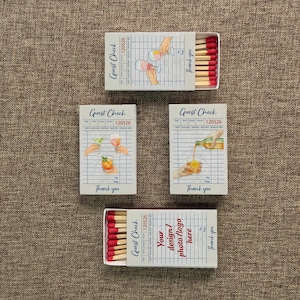Guest Check Matchboxes: Custom Retro Wedding Favors