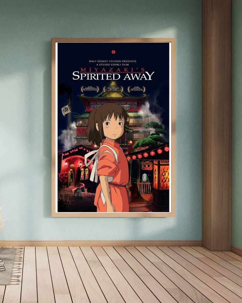 Spirited Away 2001 Movie Poster, Studio Ghibli Anime Wall Art, Hayao Miyazaki Fantasy Print, Japanese Bathhouse Decor image 2