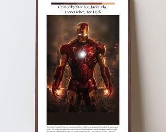 Póster de Iron Man / Arte mural de superhéroe clásico / Impresión de ilustración de estilo cómic retro