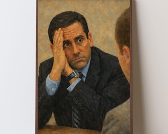 Michael Scott Oil Painting, The Office Meme Art, Funny Boss Gift, Impressionist Steve Carell Print, Relatable Workplace Humor Decor