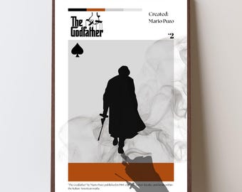 The Godfather Movie Poster, Mafia Film Wall Art, Classic Crime Cinema Print, Minimalist Movie Poster