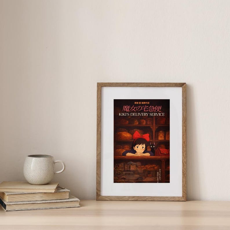 Kiki’s Delivery Service 1989 Movie Poster, Studio Ghibli Anime Wall Art, Hayao Miyazaki Fantasy Print image 5