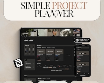 Notion Project Management Task Tracker Notion Template Dark Mode Productivity Planner Notion Business Task Management Simple Project Planner