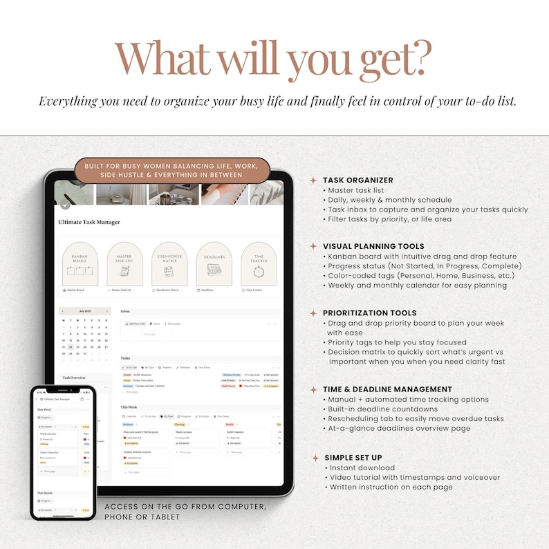 Productivity planner Notion task organizer