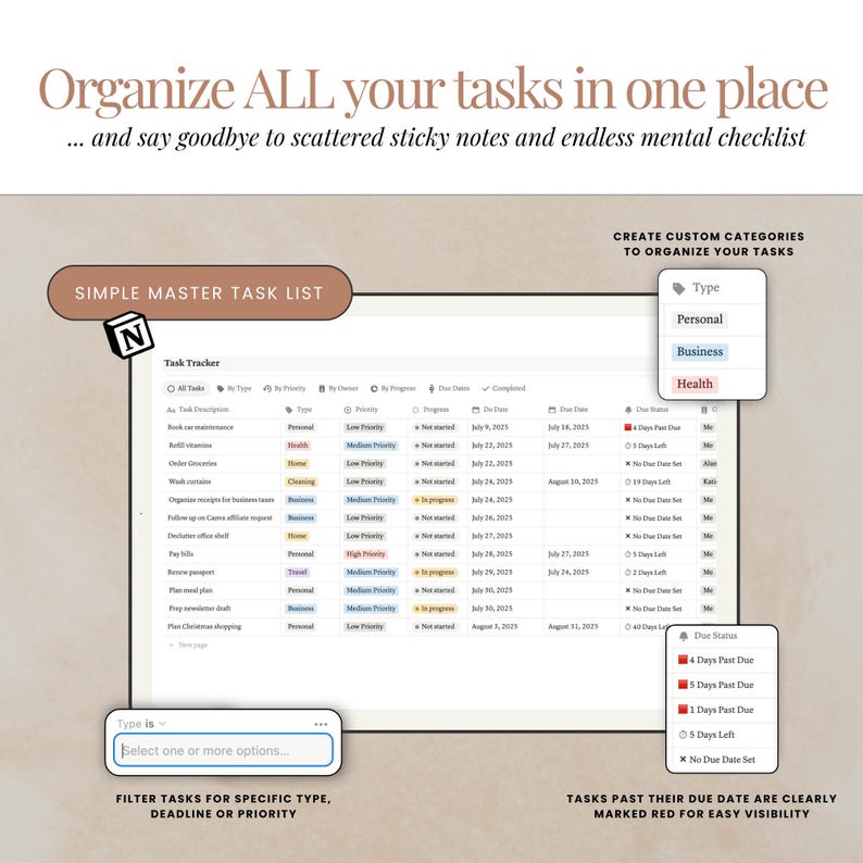 Task tracker Notion