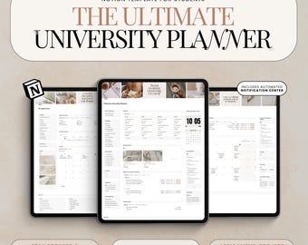 Notion University Planner Academic Planner Assignment Tracker Student Notion Template Exam Planner Course Planner Aesthetic School Planer